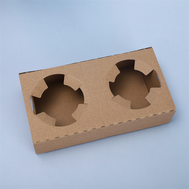 Base de soporte de taza de embalaje de té de leche blanca desechable titular de taza Individual Doble titular de taza de papel corrugado de color natural titular de taza de comida para llevar al por mayor