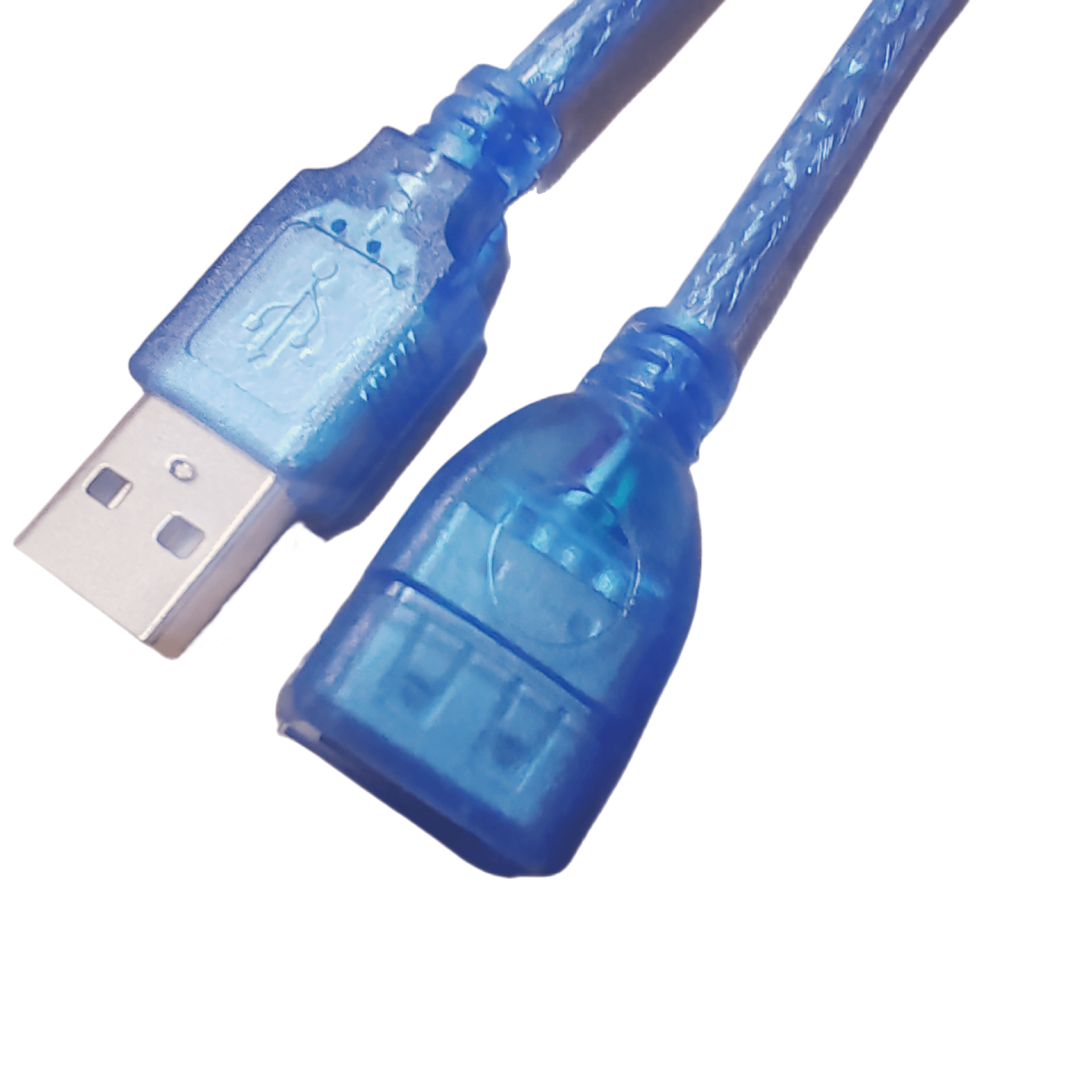 透明蓝短线 USBAM转AF公对母延长数据线 公头转母头USB延长线