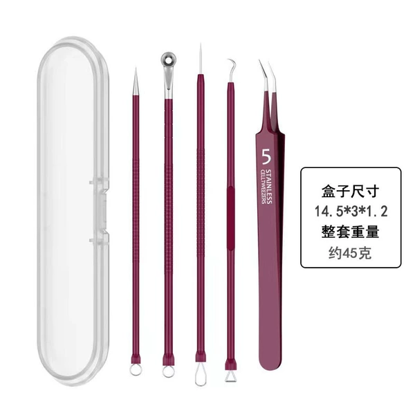 Rose red C style 4-pin + No. 5 oblique clip + plastic box