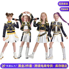 2025亚马逊2件套装女孩恶魔猎人服流行歌手童装儿童黑金猎魔女团