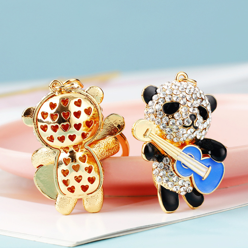 Cute Style Cute Guitar Cherry Panda Metal Unisex Keychain
