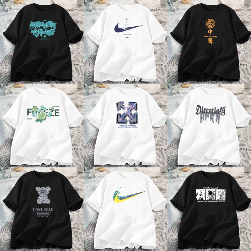 2026 Summer New Men's Short-Sleeve Pure Cotton T-Shirt, Trendy Brand Men's T-Shirt, Loose Trendy Half-Sleeve Top Wholesale 2026 Summer New Men's Short-Sleeve Pure Cotton T-Shirt, Trendy Brand Men's T-Shirt, Loose Trendy Half-Sleeve Top Wholesale