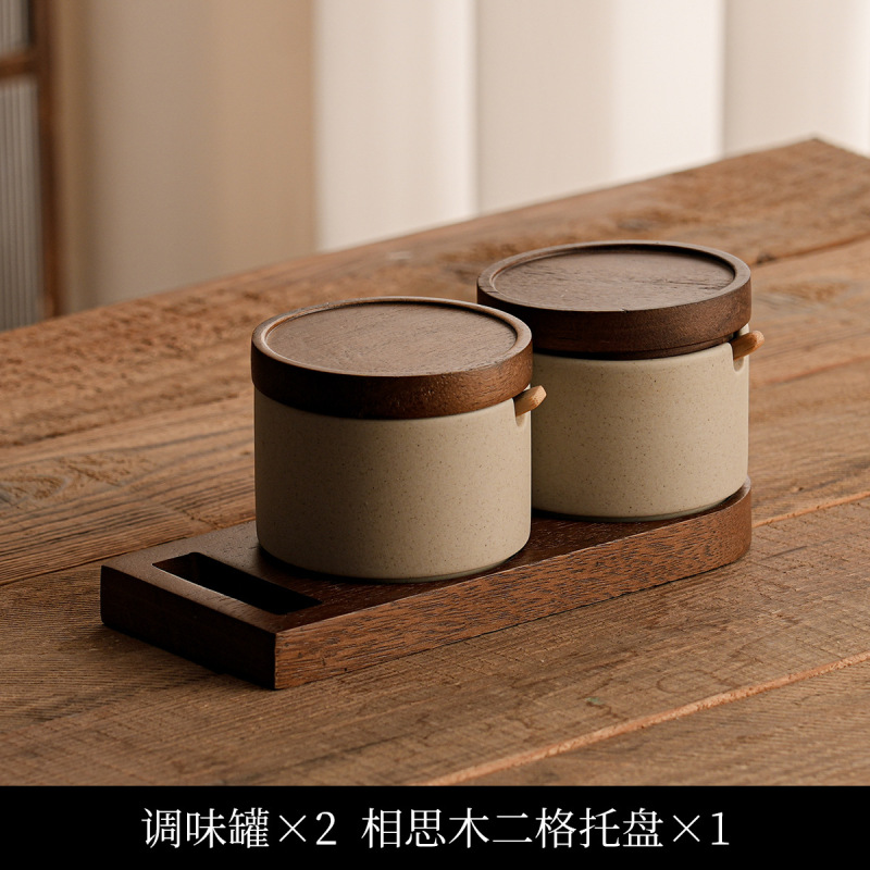 新しい陶器調味料瓶セットセラミック和風家庭用キッチン組み合わせ商業MSG調味料ボックスチリ塩瓶|undefined