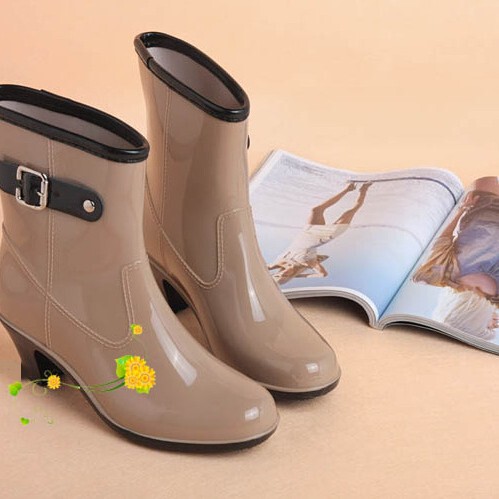 Fashionable and durable grocery shopping household rain boots high heel non-slip trend Joker rain boots high fashion water shoes wholesale