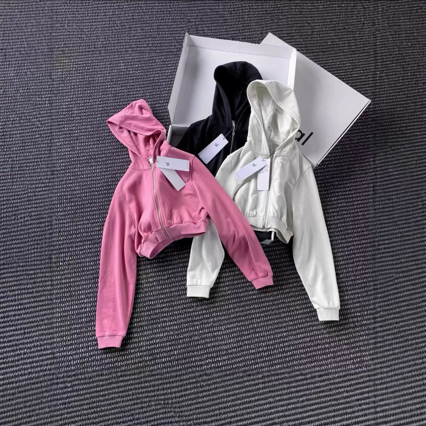 休闲女士拉链连帽高腰开衫外套休闲百搭简约