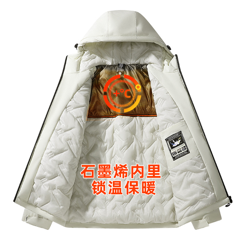 2024 otoño y invierno nuevo al aire libre a prueba de viento impermeable grafeno calentamiento hombre y mujer ropa de asalto de algodón de montaña de gran tamaño