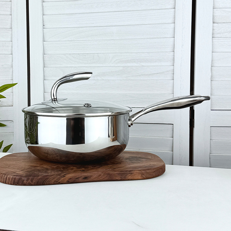 coco coco 18 / 10 acero inoxidable sin recubrimiento olla de leche para el desayuno casero hervir fideos hervir gachas de acero grueso de cinco capas