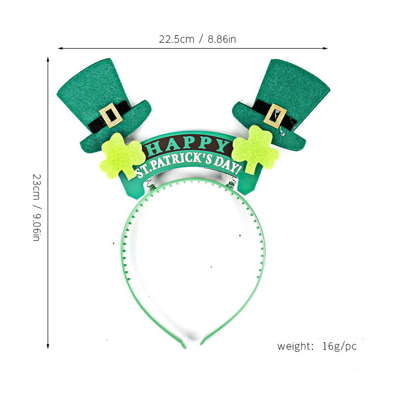 Día de San Patricio tema trébol tocado de cabeza irlandés fiesta de cerveza gafas decorativas de trébol