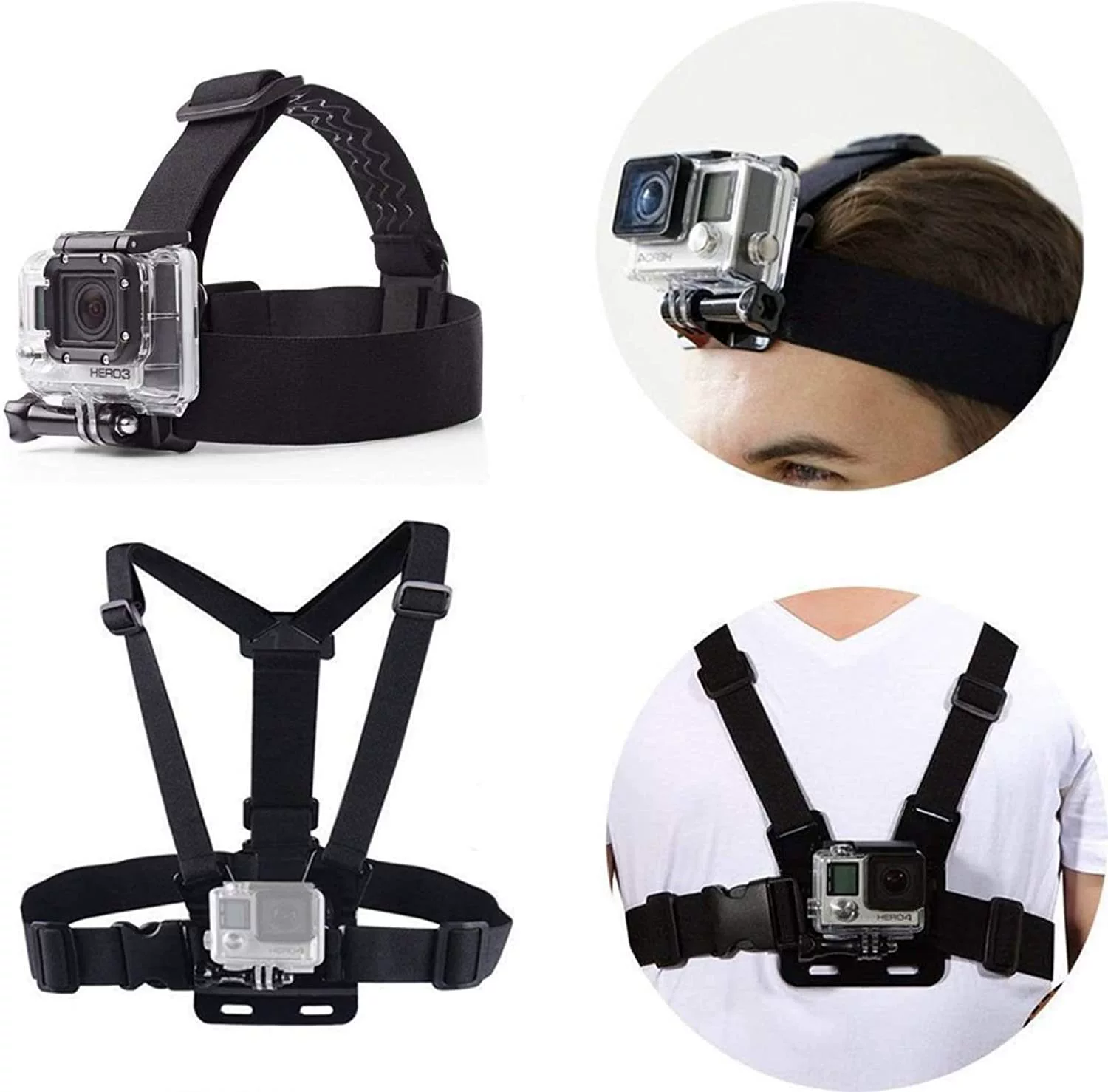 Подходит для аксессуаров GoPro на грудной стяжке с креплением на грудь (с отверстием) ремень для головы и грудной стяжки для ношения три клей