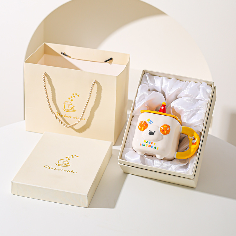 Caricatura encantadora, taza de animales, regalo de cumpleaños, taza de cerámica, taza de desayuno de leche casera