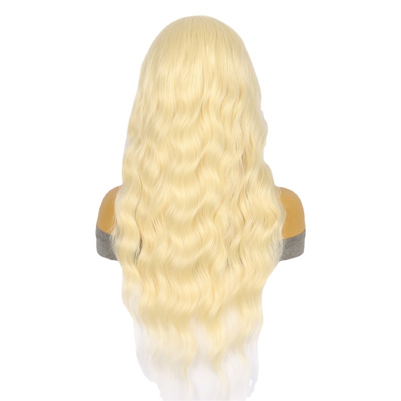 Amazon peluca caliente de las mujeres de media longitud rollo de maíz africano largo rizado pelo frente encaje fibra química europea y americana cubierta de cabeza completa