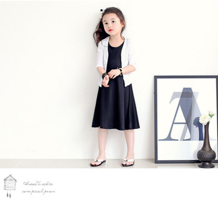 Estilo coreano de los niños ropa de verano de las niñas falda chaleco estilo lindo europeo y americano vestido fresco de los niños falda de algodón padre-niño ropa de las mujeres