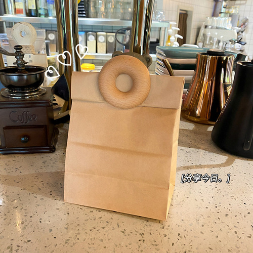 Kraft paper bag waterproof thickened refrigerator storage bag bread sandwich burger oil-proof food packaging bag