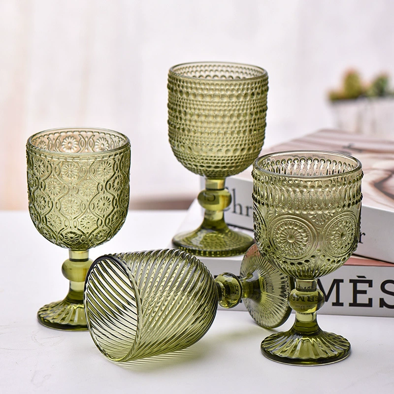 Европейский стиль ретро стеклянный стакан в вертикальную полоску стакан для красного вина с мороженым высокий десерт бокал для домашнего шампанского виноградный бокал