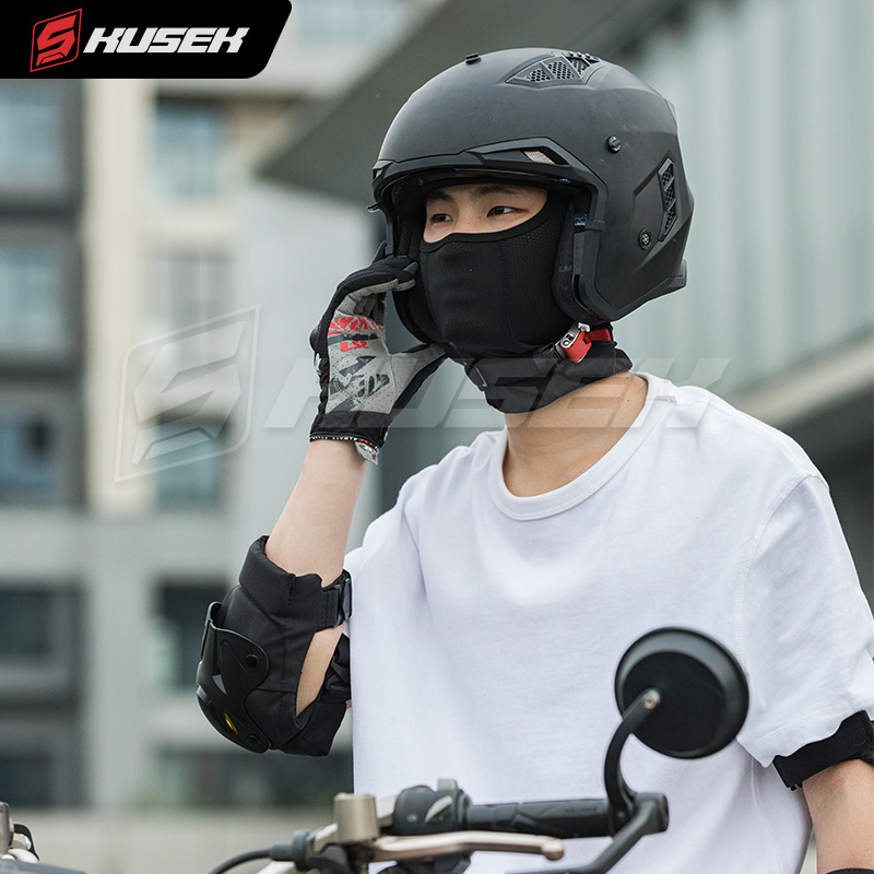 KUSEK motocicleta motocicleta cubierta de protección solar verano deportivo al aire libre coche eléctrico respirado a prueba de viento máscara facial completa