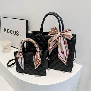 Fashionable winter bag with diamond pattern, Korean style, 2023