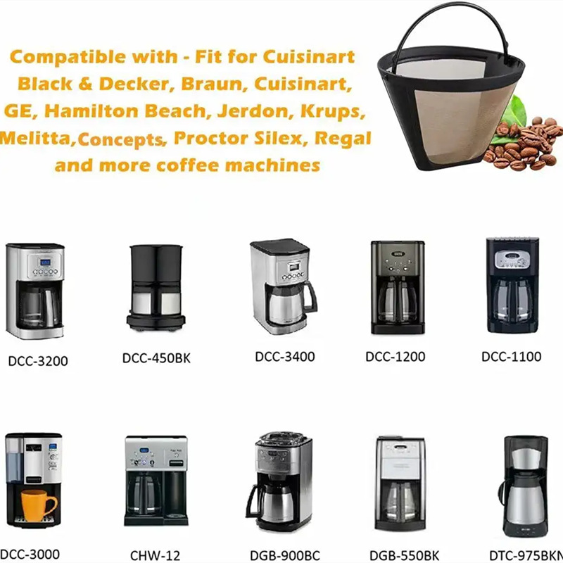 Filtro de café cónico Cuisinart #4 Filtro de reemplazo permanente con malla de acero inoxidable deliciosa comida