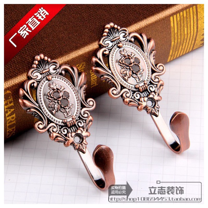 Gancho de la cortina de perforación gancho de pared rosa de aleación de zinc galvanoplastia accesorios de alta gama Europea cortina gancho de pared corbata cuerda de la venta caliente