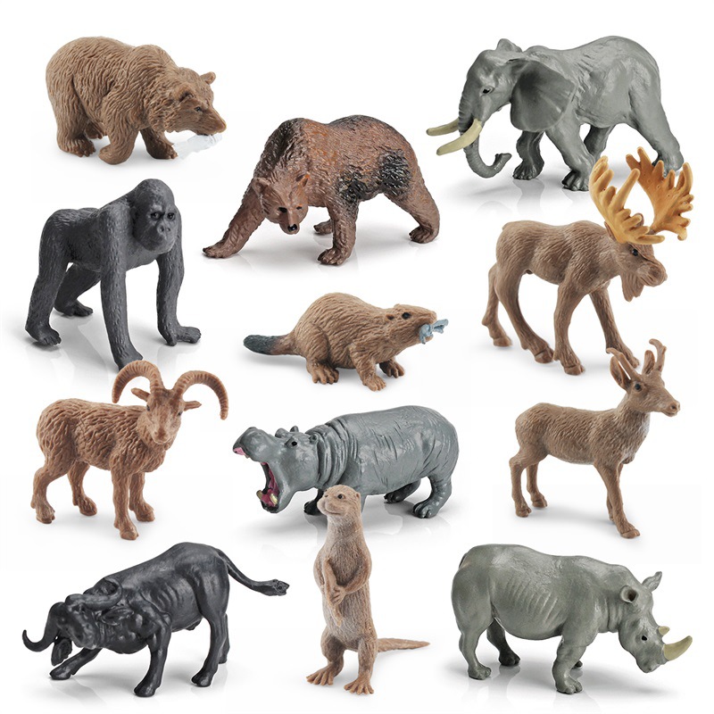 Exportación transfronteriza simulación de bosque modelo de animal cognición alce grizzly cobra camaleón elefante león adornos