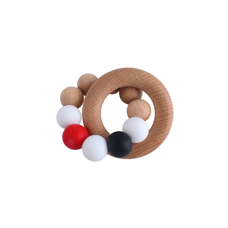 Nueva DIY creativo Beech anillo macaron color juguete teether bebé cuentas de silicona pulsera teether palo