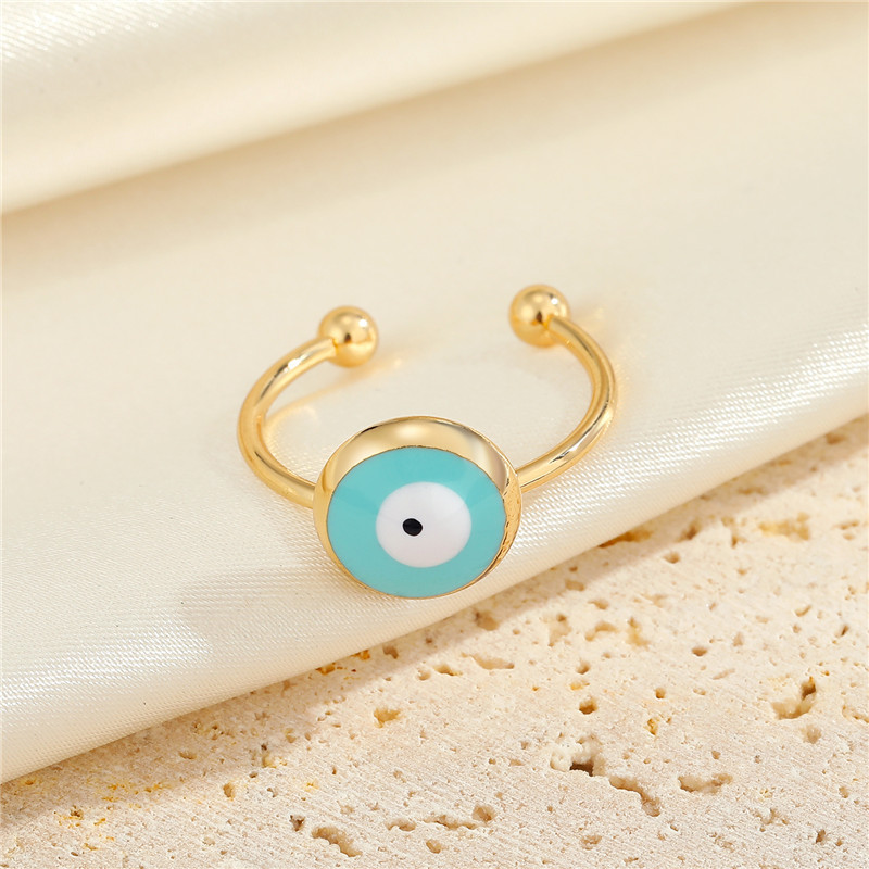 Cross-border New Jewelry Simple Round Eye Alloy Ring Multicolor Adjustable Opening Index Finger Ring display picture 4