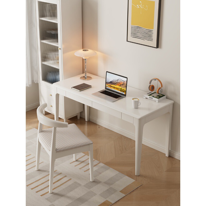 White Solid Wood Desk 60CM Wide Simple Home Student Writing Table Bedroom Long Office Modern Computer Table