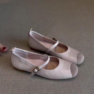 Spot Retro Round Toe Splicing Shallow Mouth Shoes for Women New French Style Beautiful Temperament One-Strap Mary Jane Shoes