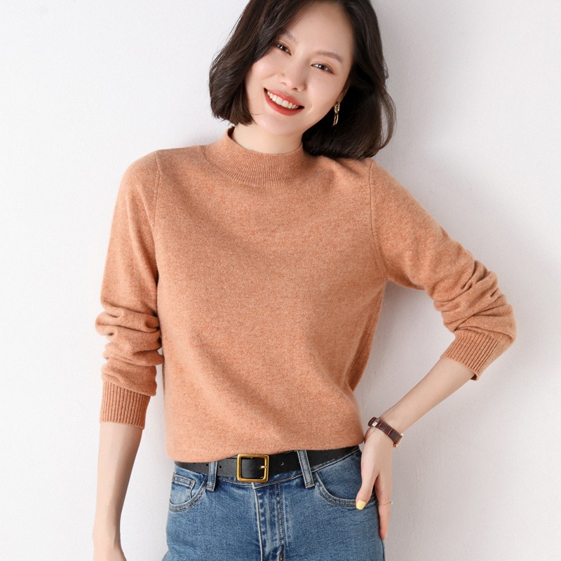 Woolen sweater, short knitted set, high collar, oversize