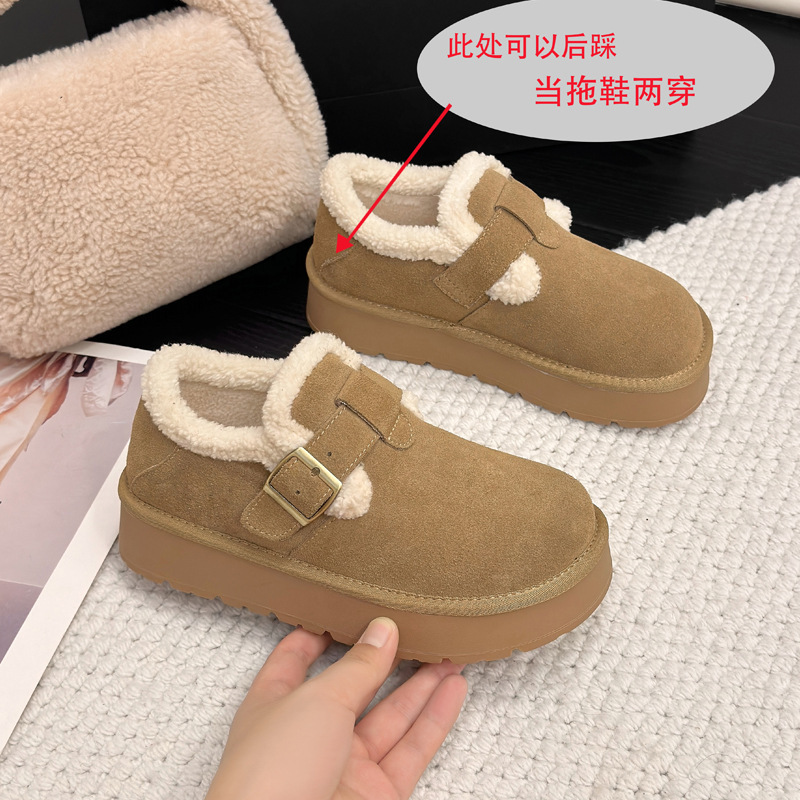 高端真皮偏头博肯雪地靴女2025新款两穿防滑轻便厚底保暖女棉靴|undefined