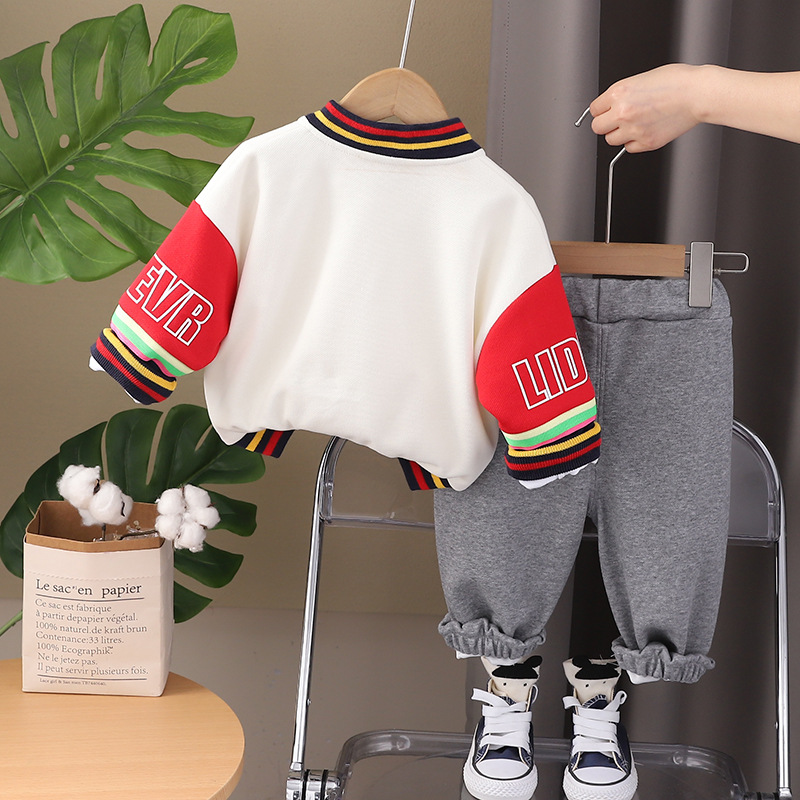 Boys Baseball Jacket Three-piece Set For Infant And Children_voghion.com