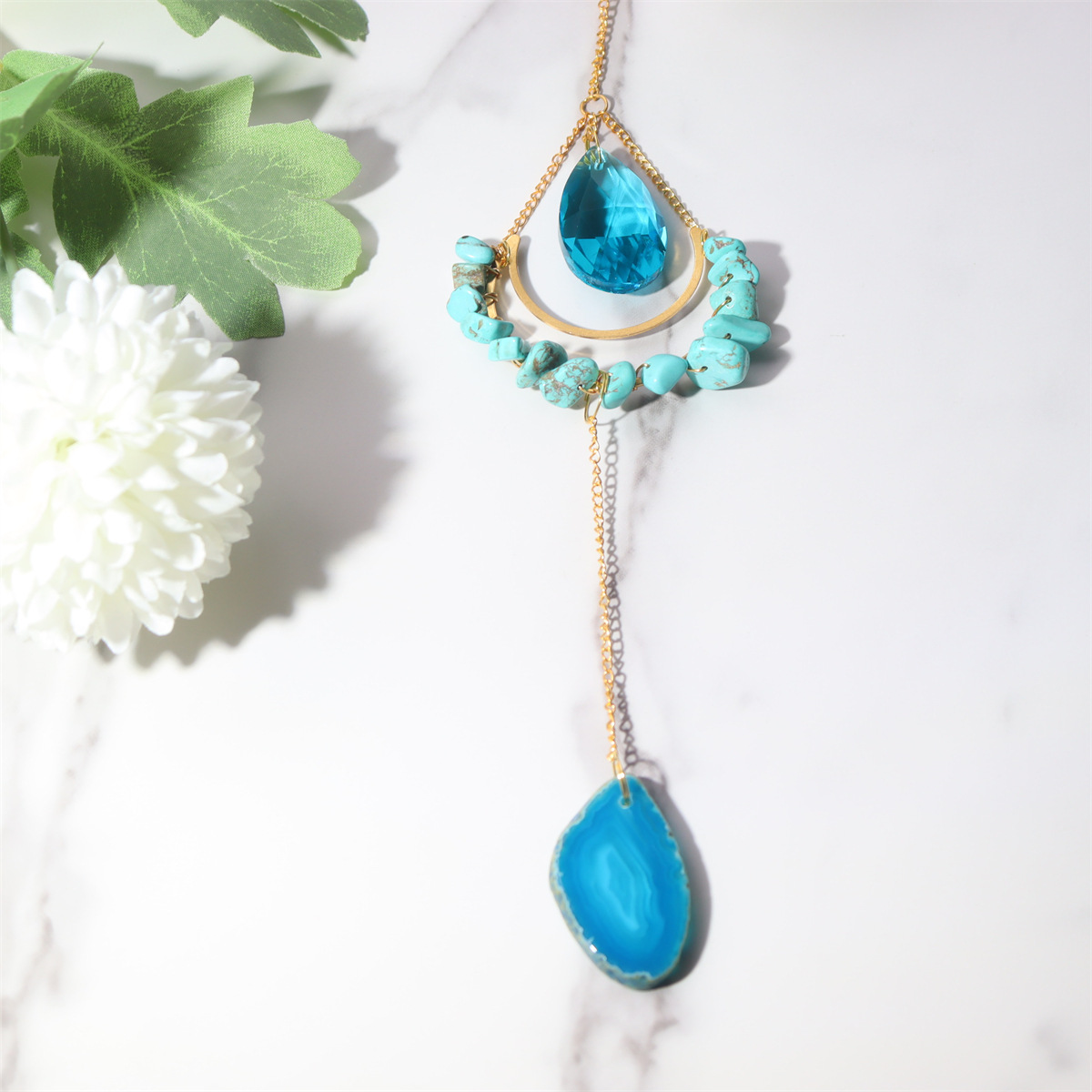 Oval Pattern Pastoral Oval Crystal Pendant Artificial Decorations