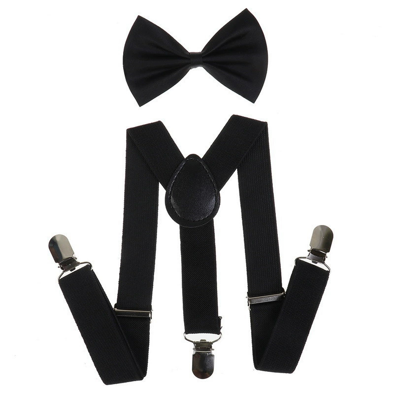 Children's 3-clip Y-shaped elastic shoulder strap+bow tie