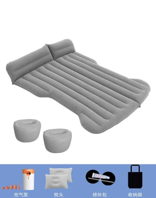 Vehicle-mounted inflatable bed – Suitable for Tesla Model - dual-purpose-trunk-and-rear-seat-gray-tesla-with-wireless-dry-battery-pump-round-pier