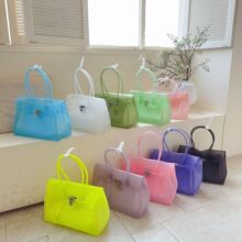 Jellybirkin手提包tpu透明果冻包单肩包Kiikii同款果冻包托特包