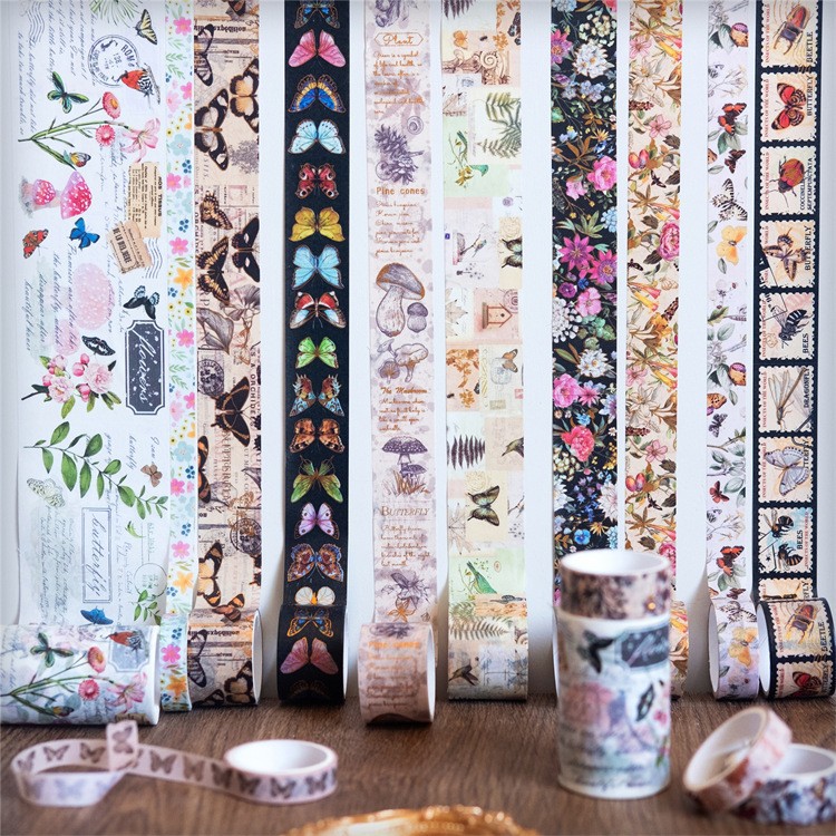 Foreign trade factory cross-border hot-selling butterfly retro and paper adhesive tape set Handmade scrapbooking DIY adhesive tape
