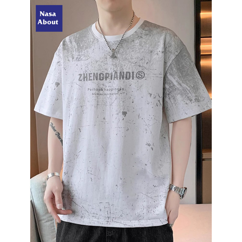 Nasa Pure Cotton Short-Sleeved T-Shirt Men's 2025 Summer Thin Loose Casual Men's Sports Half-Sleeved T-Shirt