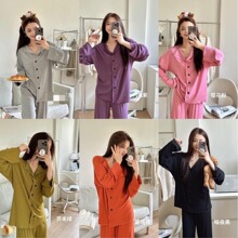 蘇禧禧ins风假开衫家居服简约时尚款休闲睡衣女家长裤长袖