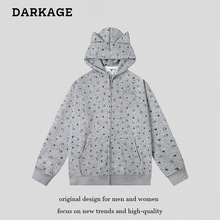 美式可爱满印凯蒂猫2025年秋冬连帽卫衣女款宽松休闲学院风外套