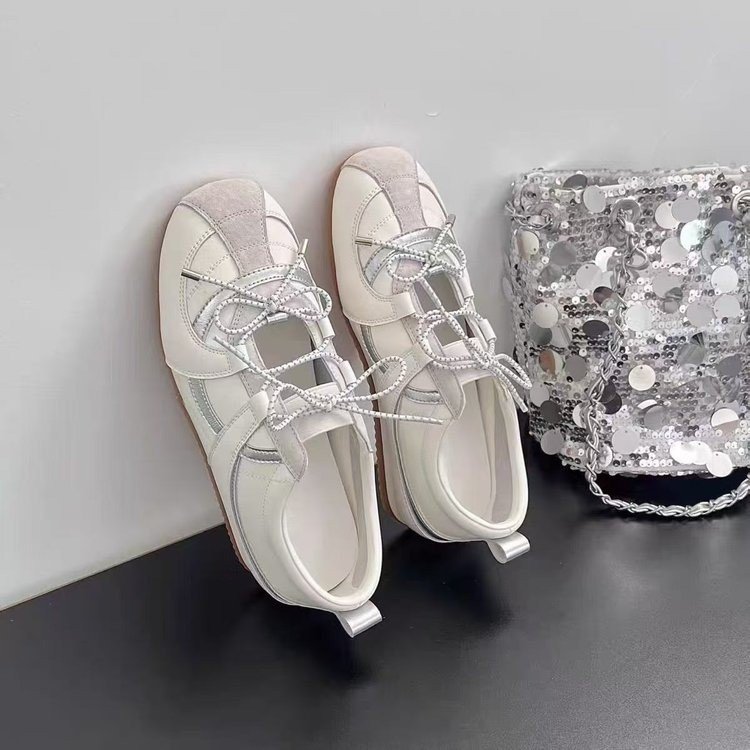 5cm Height Increasing Sweet Girl German Training Women Genuine Leather Korean Style Sports Ballet Mary Jane Silver_vogvips.com