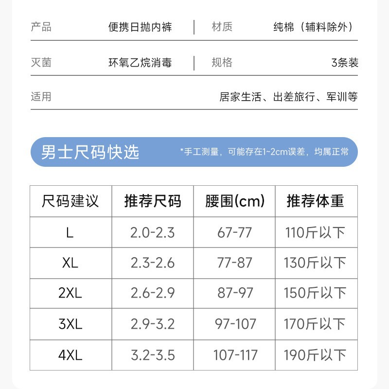 일회용 순면 남성용 복서 팬티, 혼합 색상, 야외 휴대용 여행, 세탁 불가, 편리하고 독립적으로 포장됨