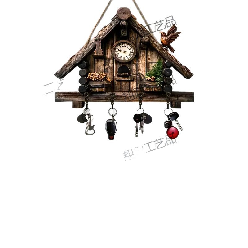 クロスボーダー热い贩売スポットカラフルな木制小屋キーハンガーフラットグラフィックリビングルーム装饰ストラップ木制卸売|undefined