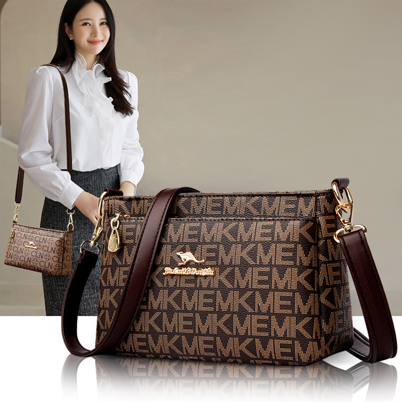 Bolsa pequena feminina estilo coreano 2025 nova moda versátil bolsa de mão para mães de meia-idade bolsa transversal de ombro único multicamadas.