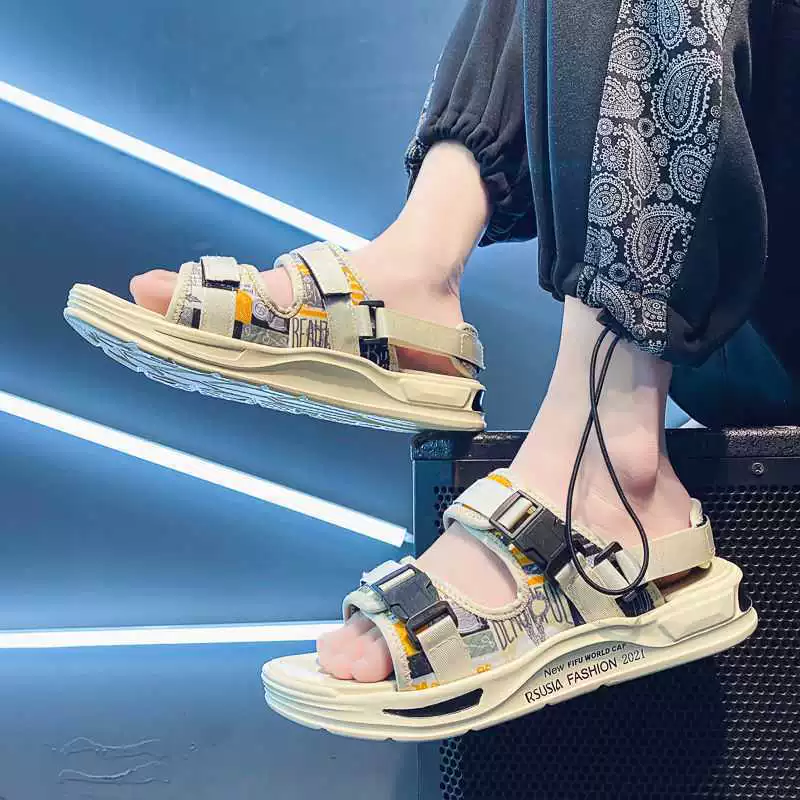 Мужские сандалии Летний новый корейский тренд Открытый пляж сандалии Носить спортивные сандалии