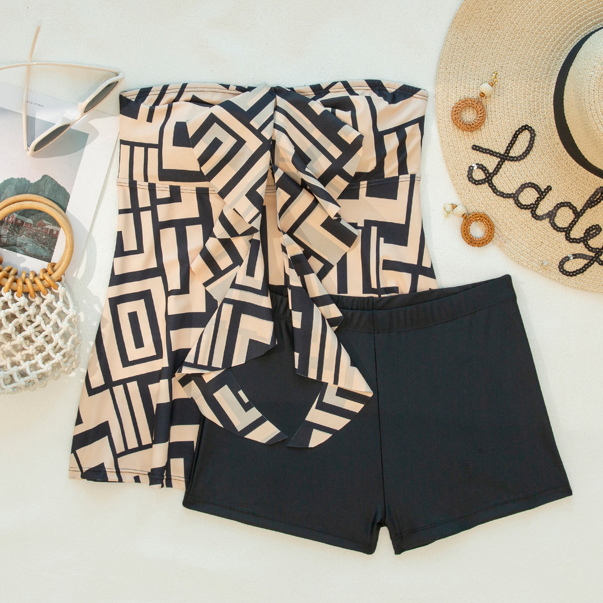 Damen Bikini Set Mit Blumenmuster Und Hoher Taille Für Strand_voghion.com