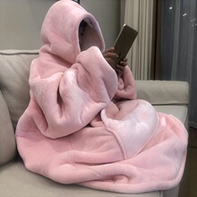 I 54088 Hooded flannel lazy blanket ��ñ����������̺�羳