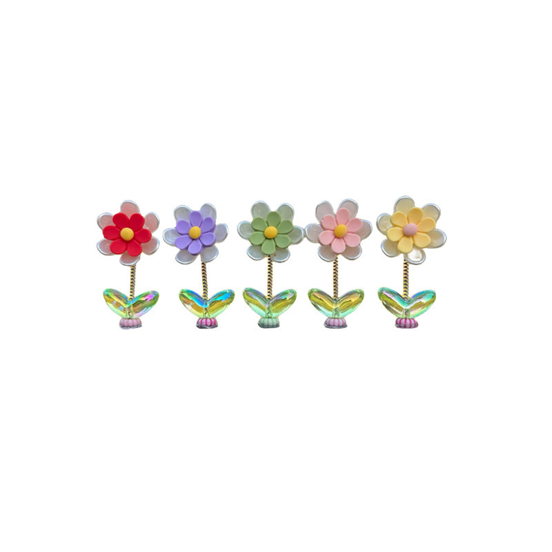 Celebridades de Internet lindas sacudiendo la cabeza margarita adornos de coche flores frescas adornos de espejo retrovisor de consola central de coche