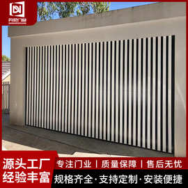 智能遥控电动车库门 静音防盗卷闸门 铝合金格栅翻版门快速卷帘门