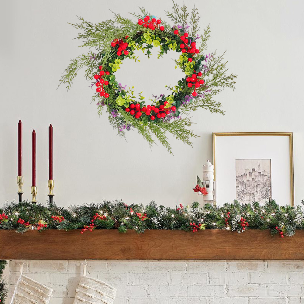 Amazon Hot Sale Navidad Bayas Navidad Decoración de guirlandas ventanas de tiendas puertas colgando diseño de atmósfera