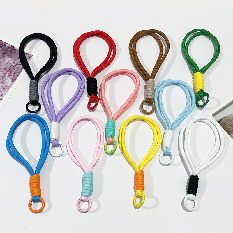 Mobile Phone Lanyard Short Color Matching Knotted Woven Lanyard Plush Keychain Woven Lanyard Anti-Lost Lanyard 15cm