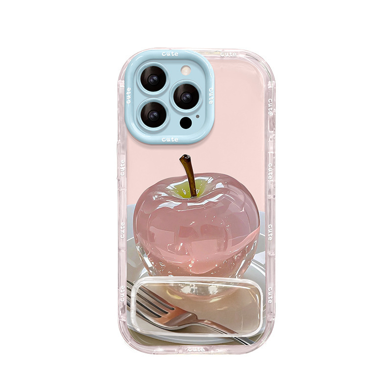 クリスタルアップル iPhone16e用スマホケース 17promaxミラー付きスタンド 15フルカバー 14サマージェリー|undefined